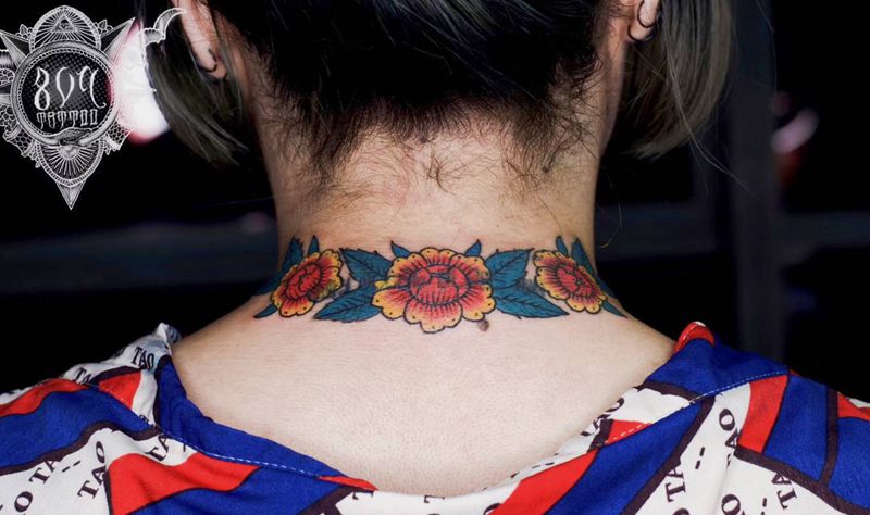 遮盖失败文身纹身图片_颈部纹身图案