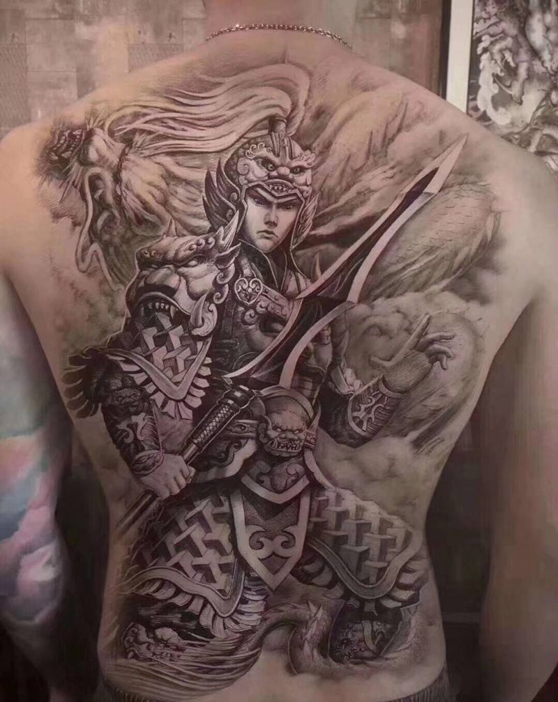 满背约起来，纹身图片_背部纹身图案