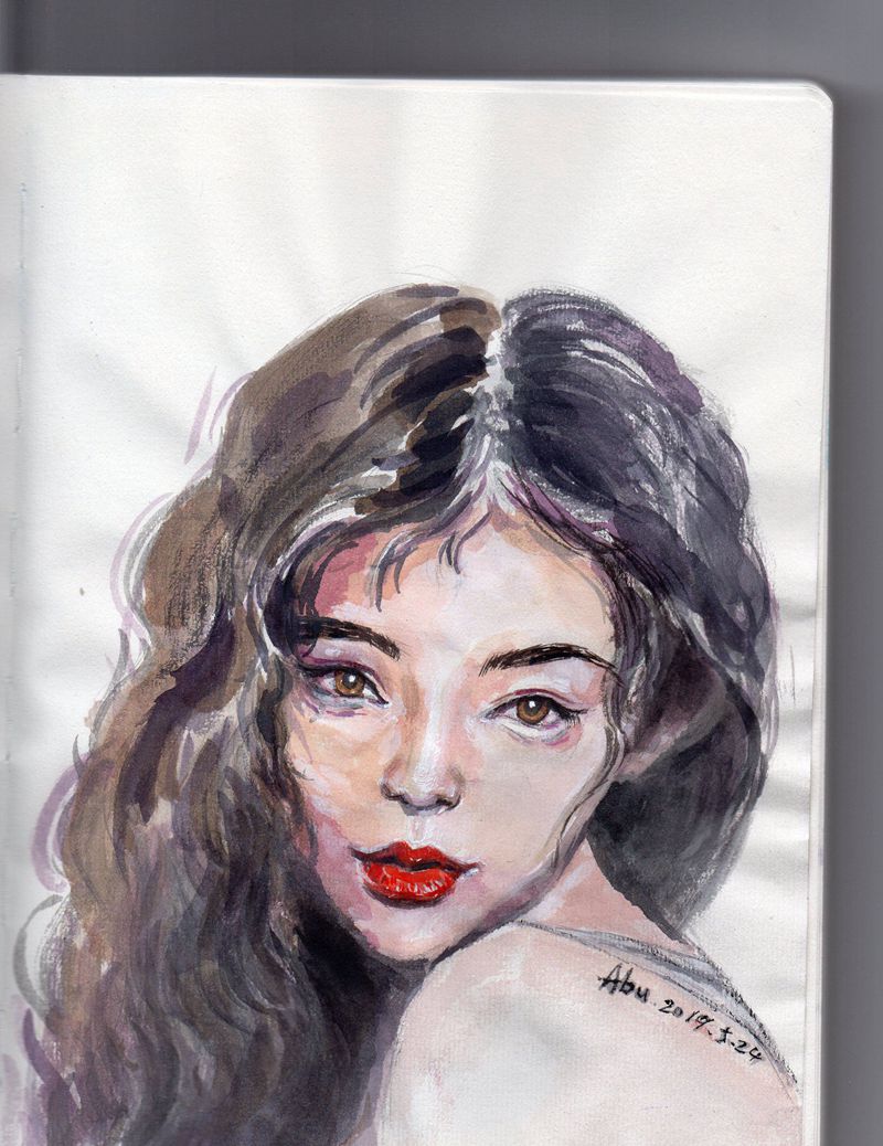 姑娘纹身图片_水彩手稿纹身图案