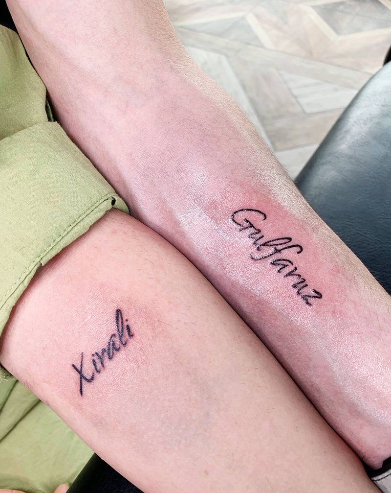 情侣名一对纹身图片_手臂纹身图案