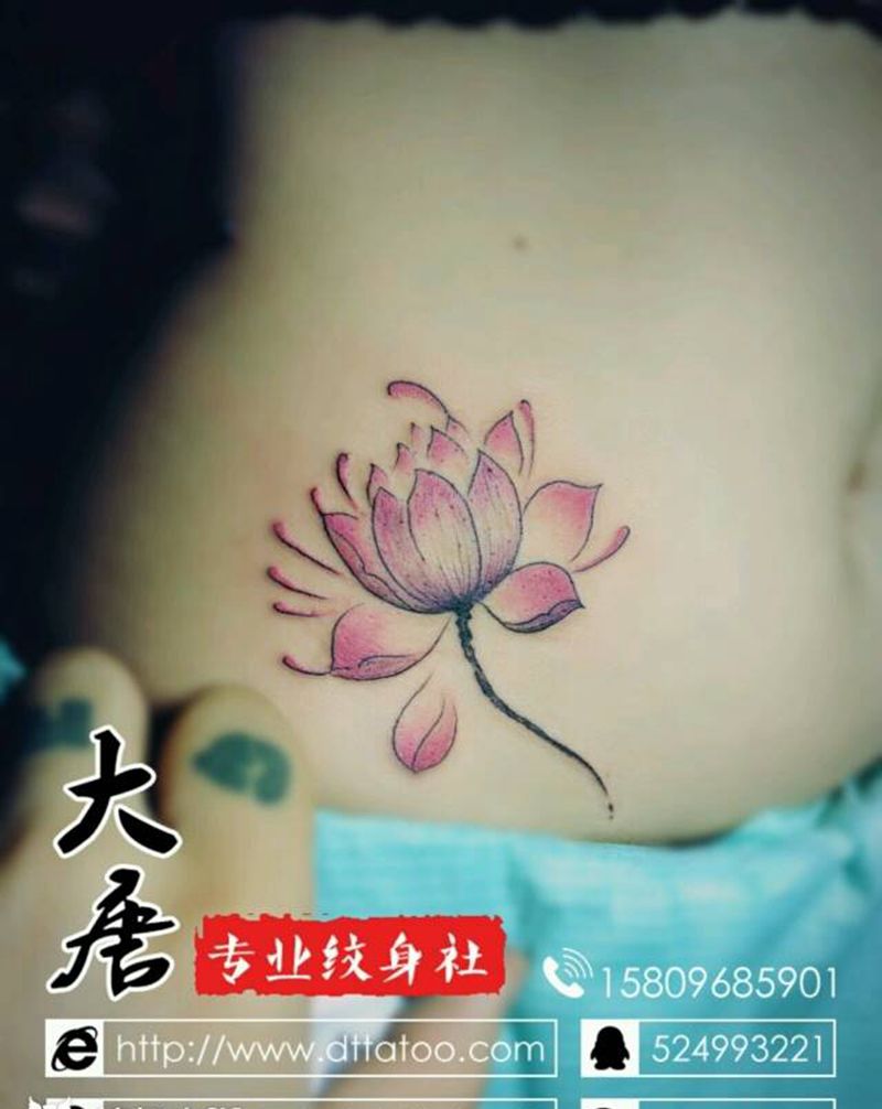 莲纹身图片_银川大唐纹身图案