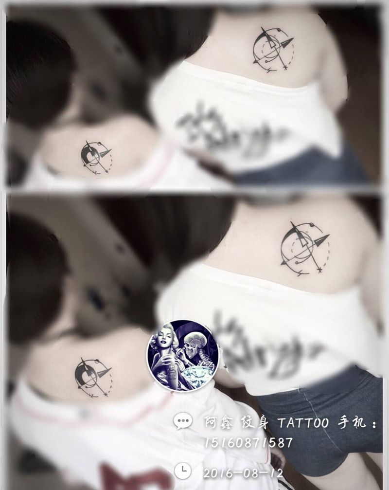 后肩#几何图#纹身图片_成品肩部清新几何纹身图案