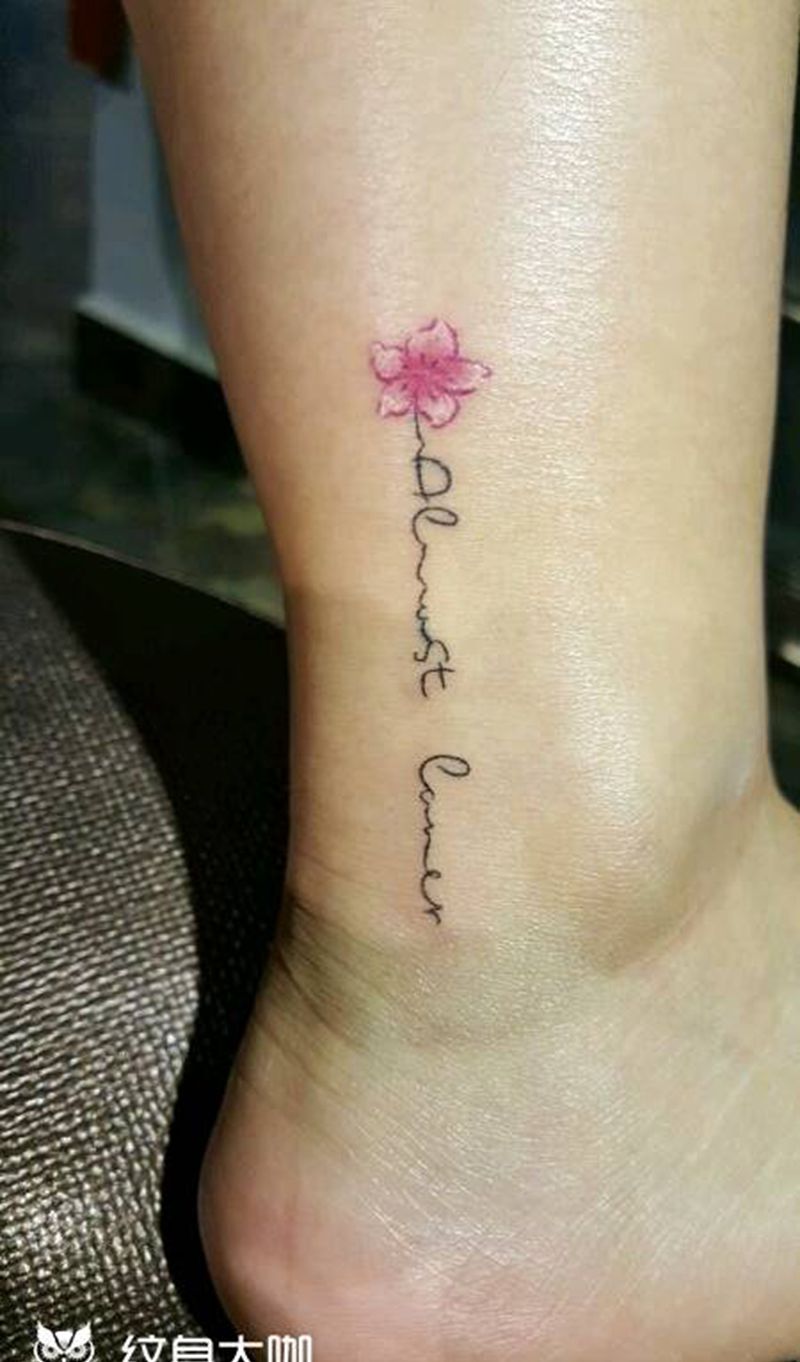 小清新纹身图片_腿部脚部清新字符植物成品纹身图案