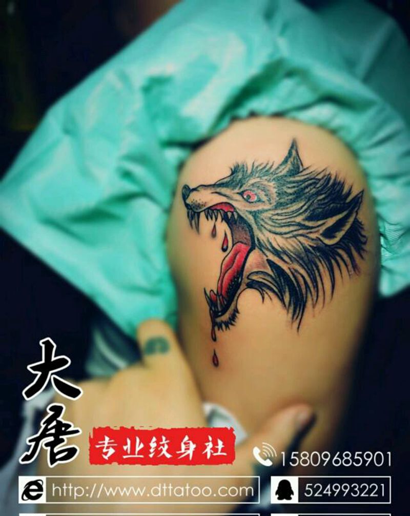 狼头纹身图片_银川大唐纹身图案