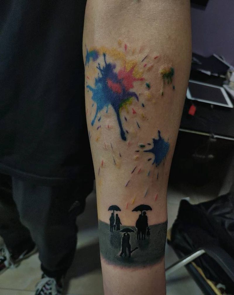 水彩墨点纹身图片