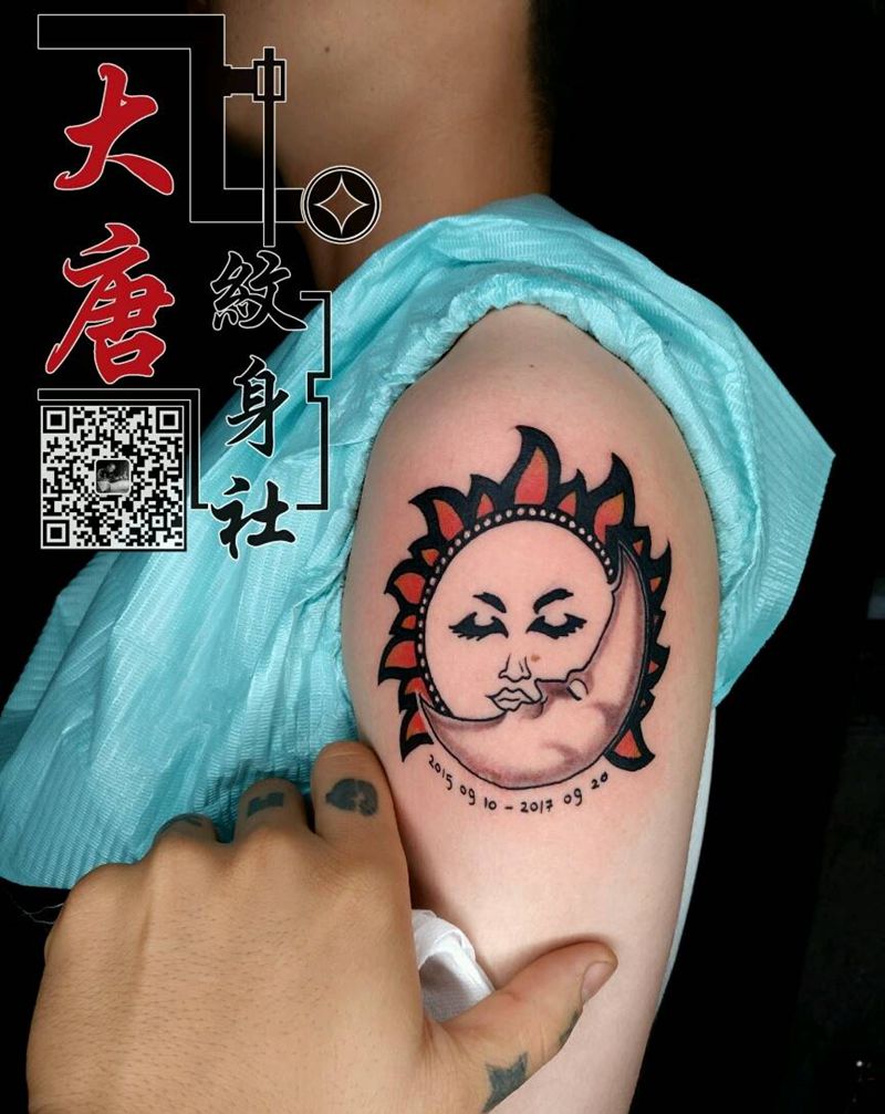 日月纹身图片_银川刺青大唐纹身图案