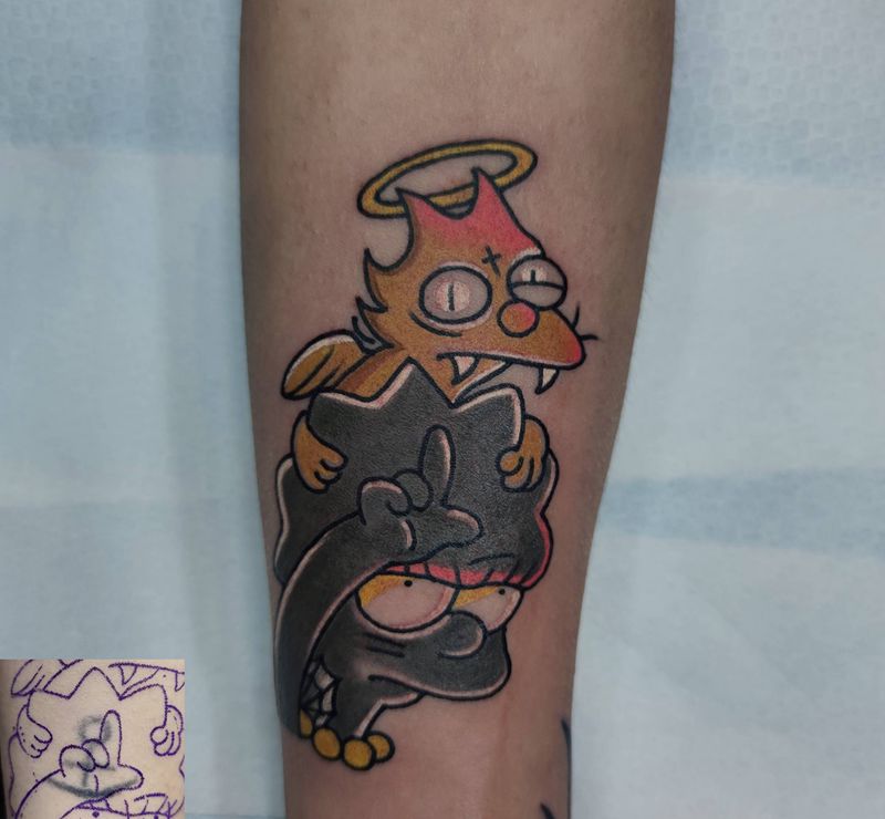 辛普森纹身图片_手部Old SchoolNew School辛普森纹身图案