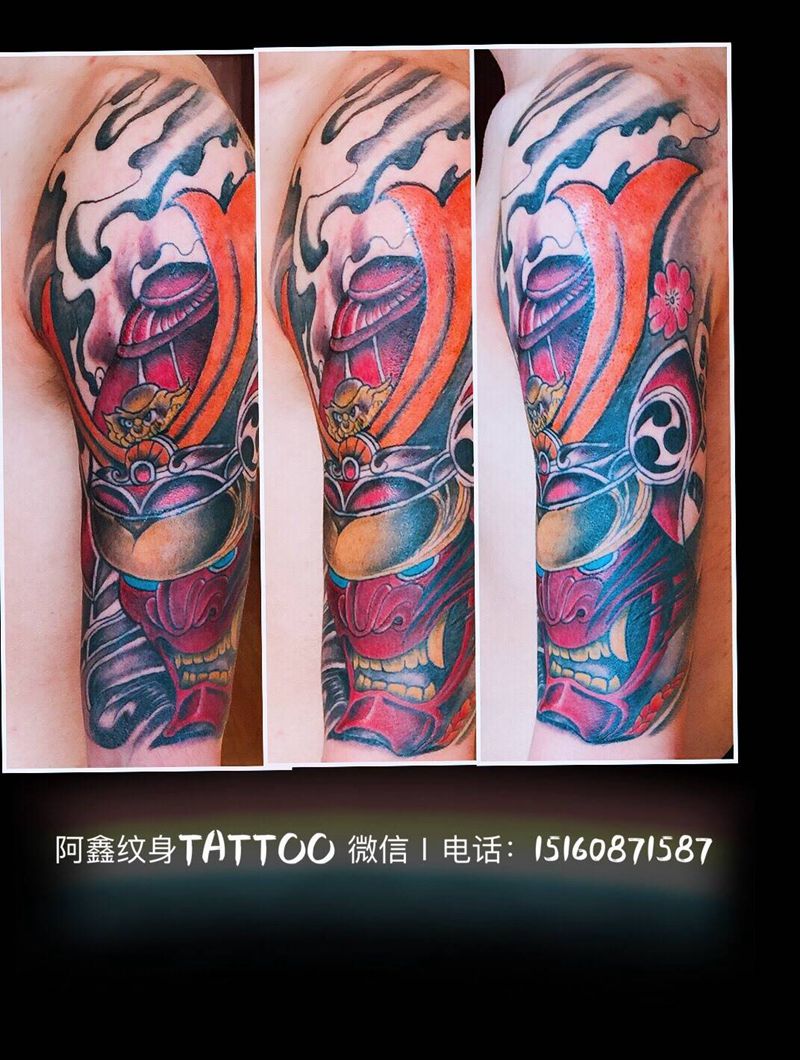 鬼武士纹身图片