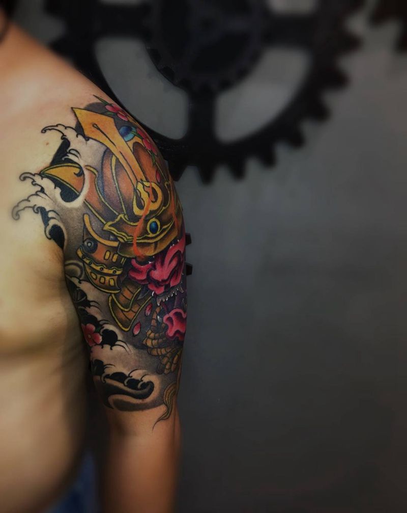 鬼武士纹身图片