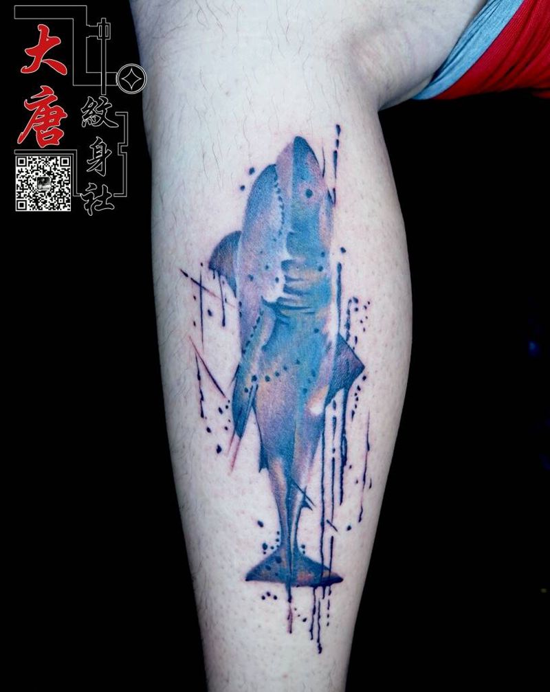 鲨纹身图片_银川刺青大唐纹身图案