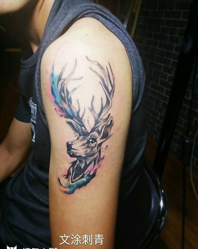 鹿头纹身图片