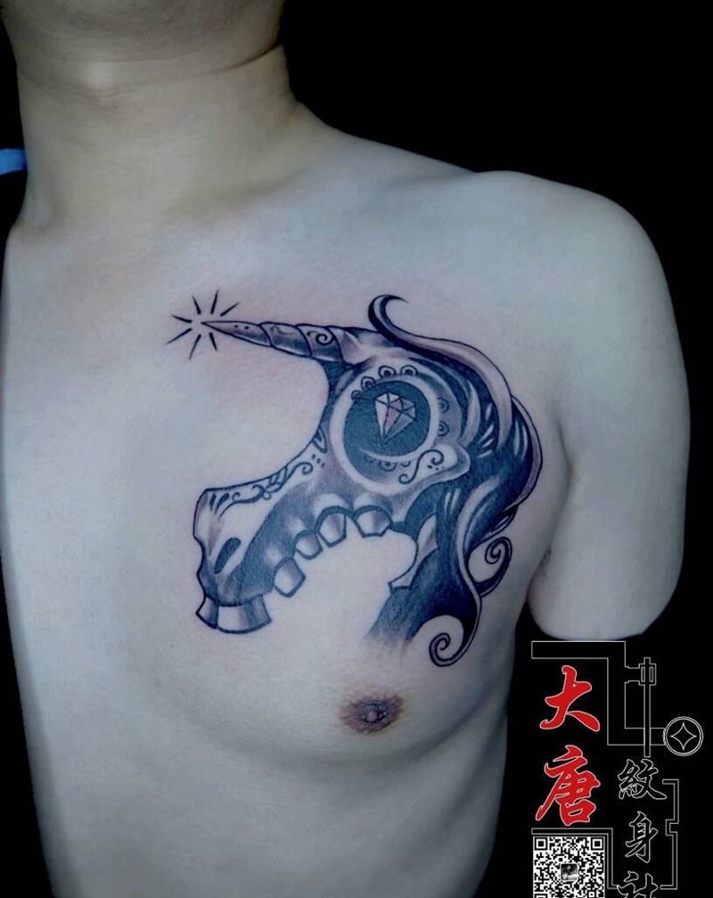 独角兽纹身图片_银川刺青大唐纹身图案