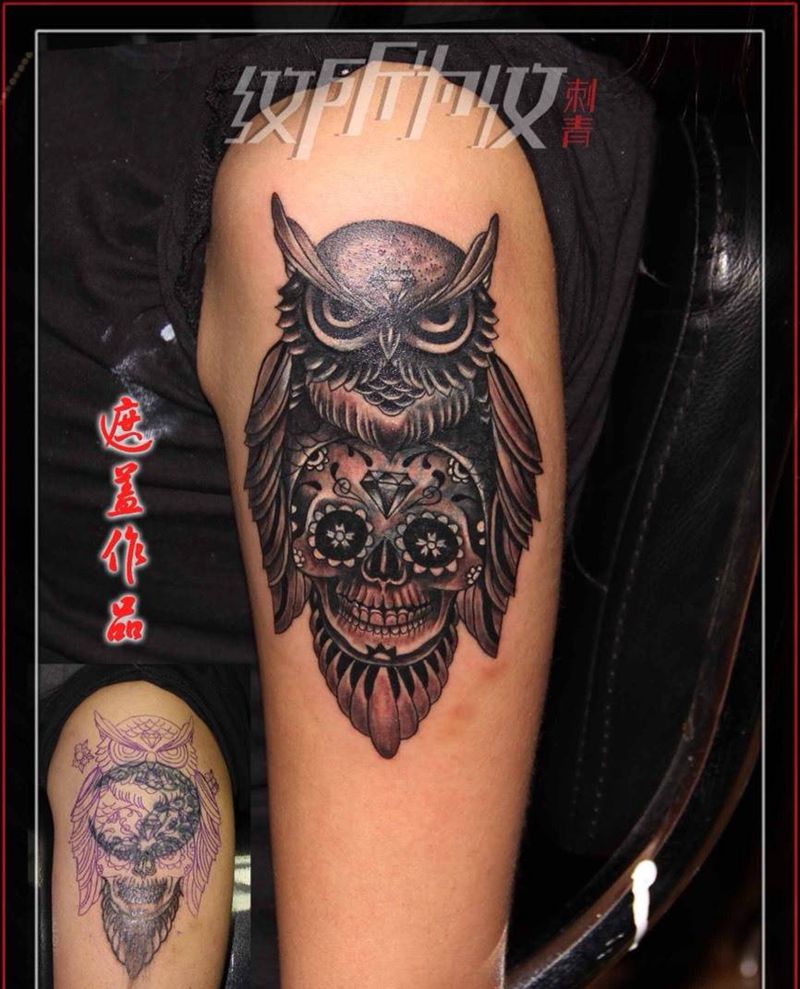 大臂遮盖纹身图片