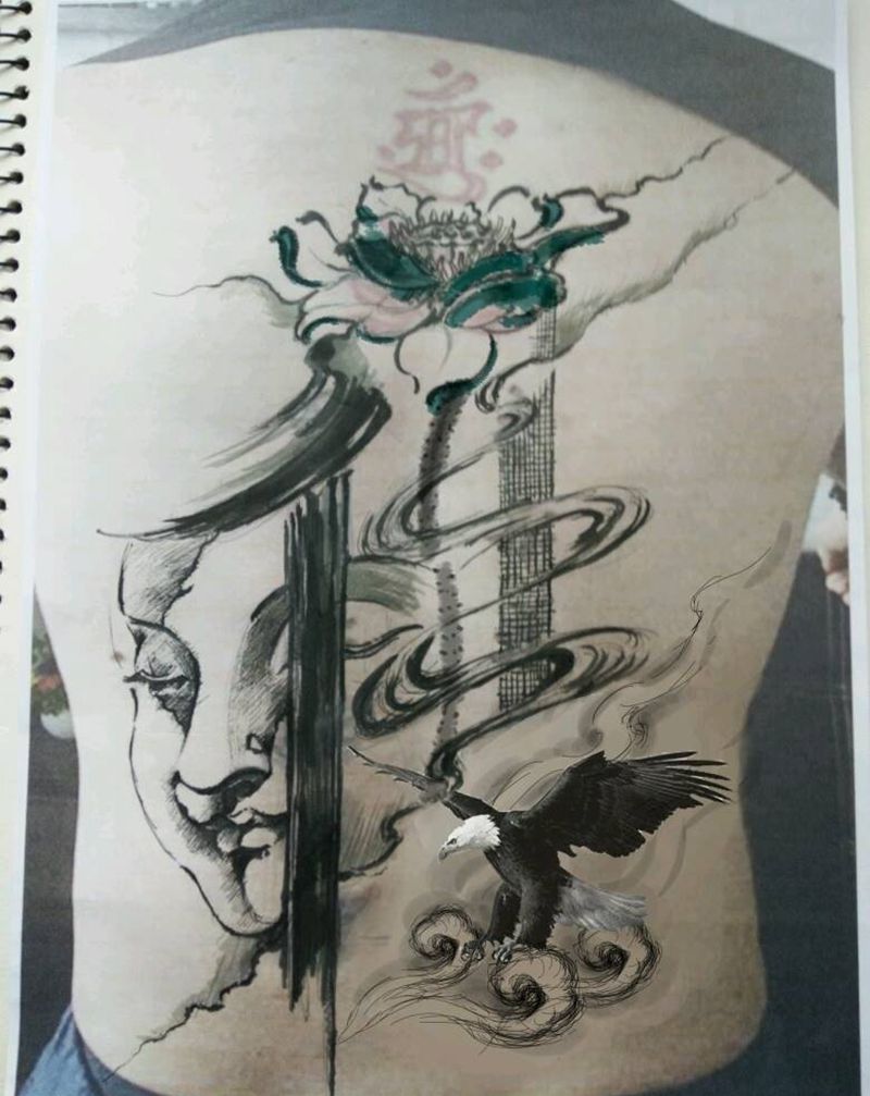 满背修改覆盖_手稿纹身图片