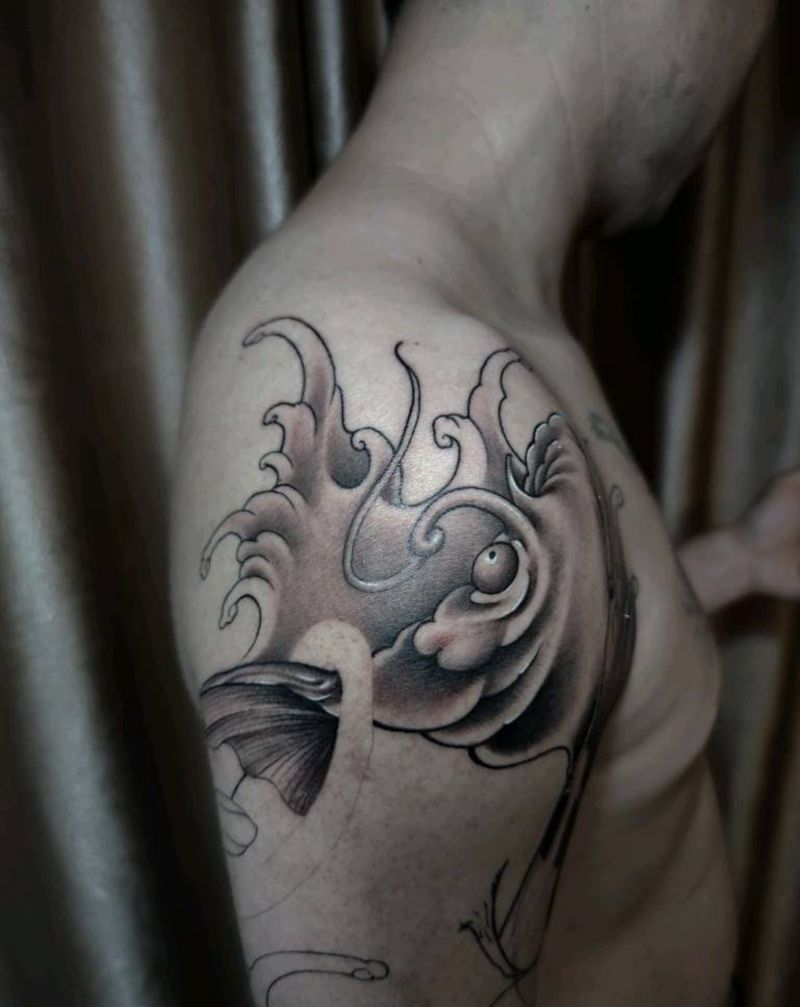 七分袖未完纹身图片_手臂新传统纹身图案