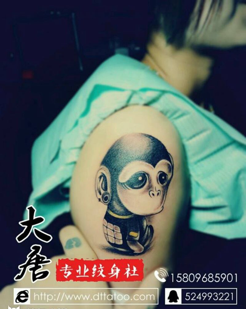 猴子纹身图片_银川大唐纹身图案