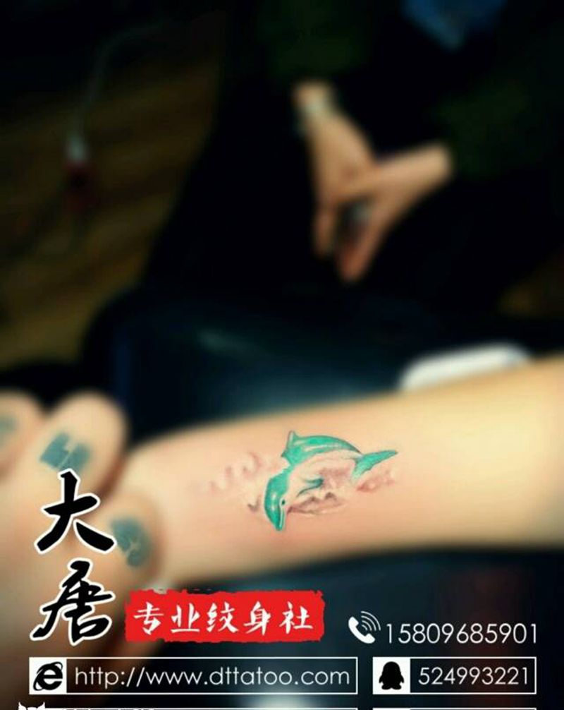 海豚纹身图片_银川大唐纹身图案