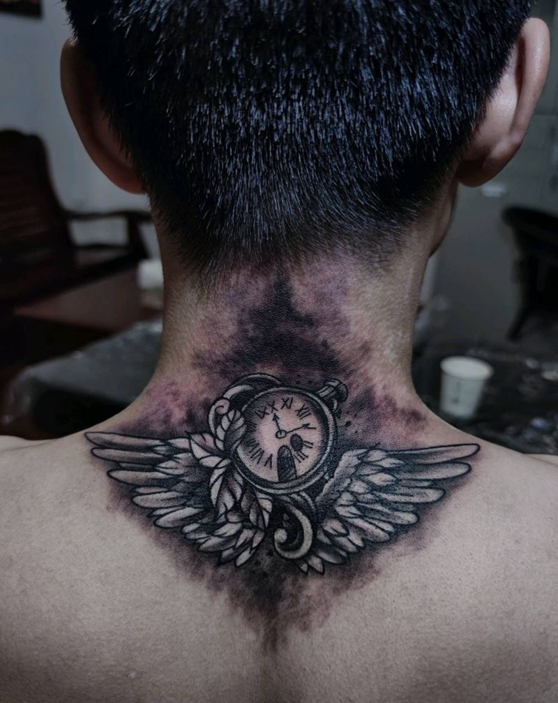 遮盖纹身图片_颈部纹身图案