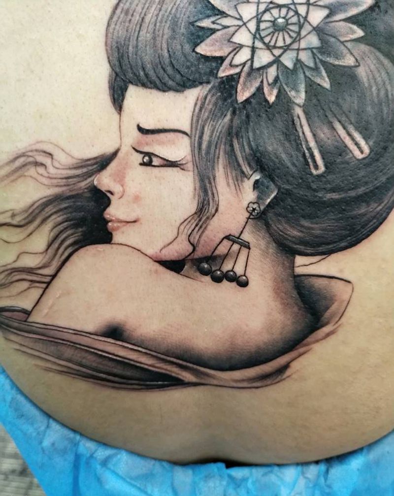 艺妓遮盖纹身图片