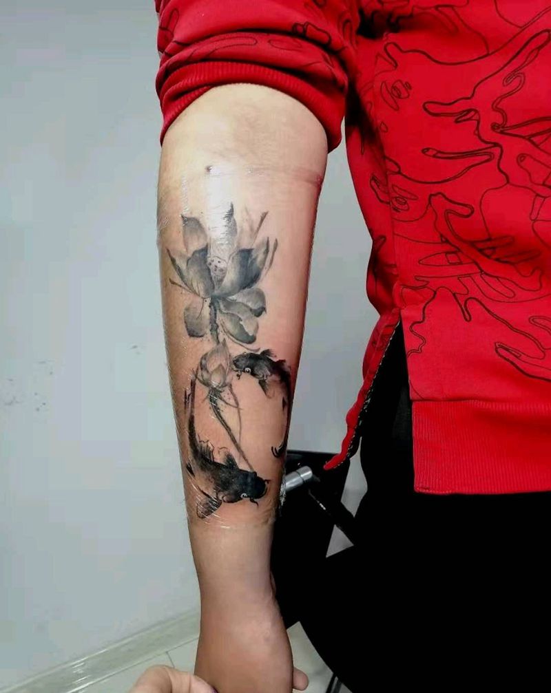 水至清则无鱼纹身图片_手臂纹身图案