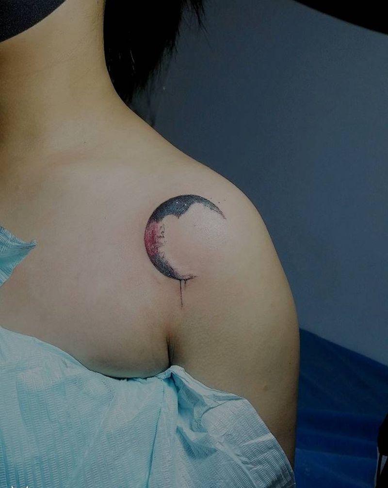 月亮代表我的心纹身图片_肩部纹身图案