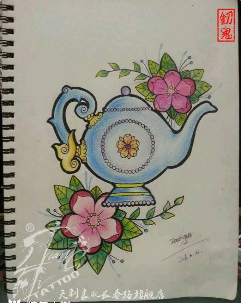 欧美手稿纹身图片_欧美植物静物手稿纹身图案