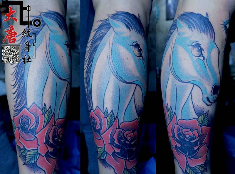 马儿纹身图片_银川刺青大唐纹身图案