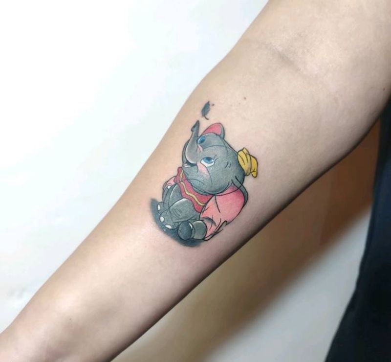 小象纹身图片_手臂New School小象纹身图案