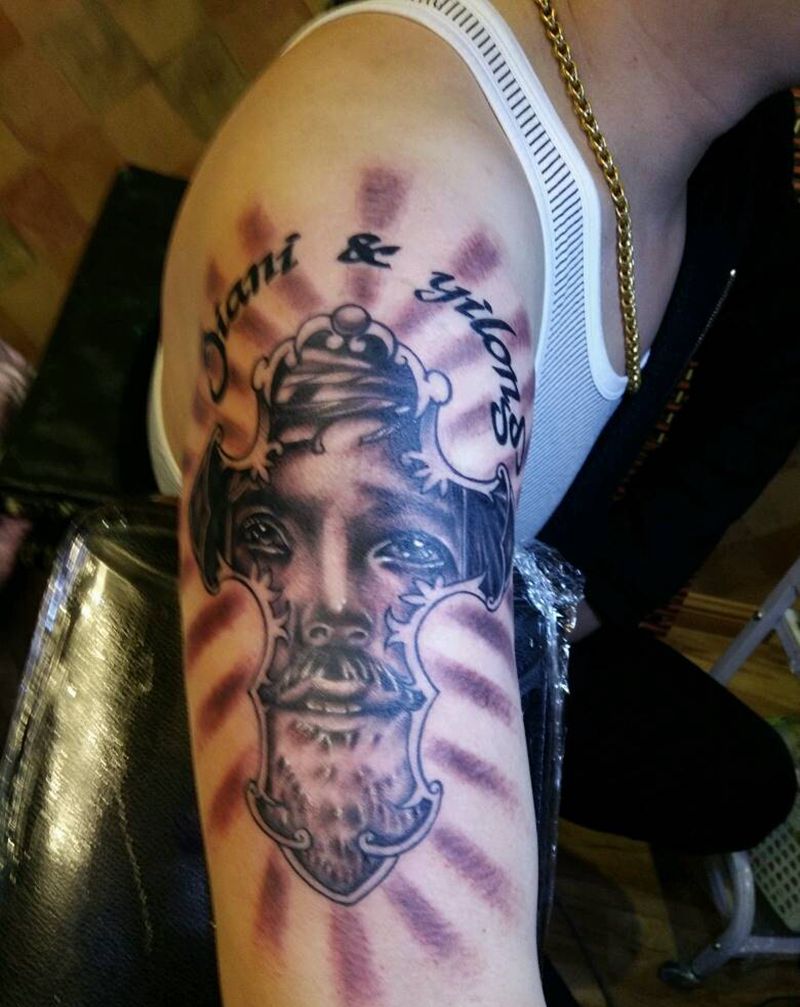 耶稣纹身图片_欧美写实人物纹身图案