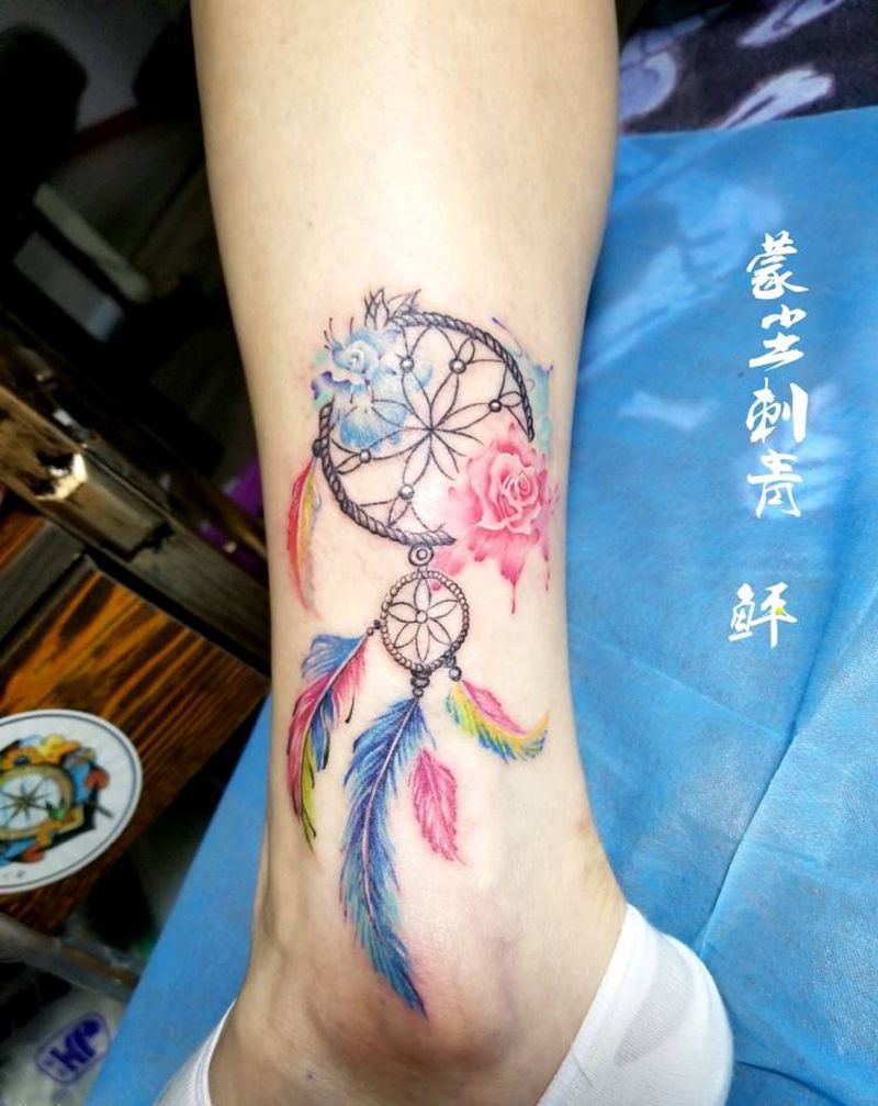 铺梦网彩色＋小花花纹身图片