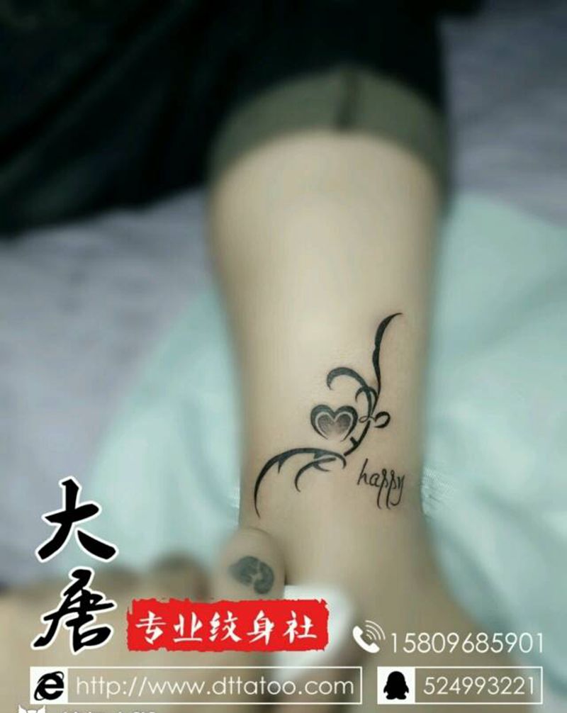 脚踝纹身图片_银川大唐纹身图案