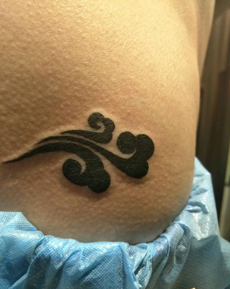 臀部遮盖白癜风纹身图片_臀部清新字符图腾成品纹身图案