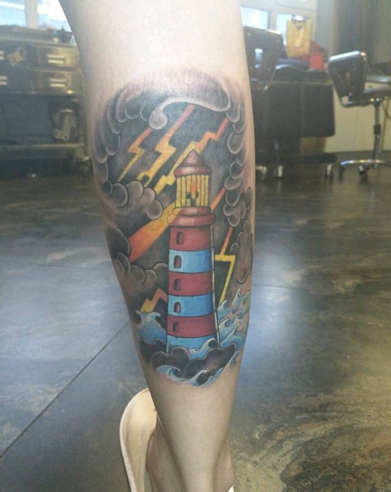灯塔纹身图片_背部腿部欧美静物成品纹身图案