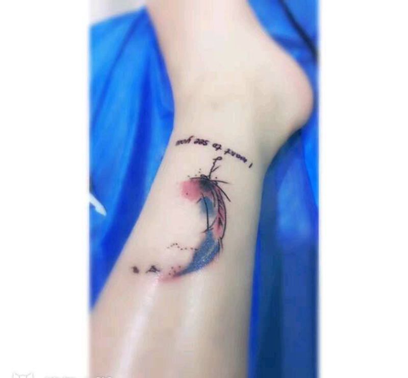 彩色羽毛纹身图片