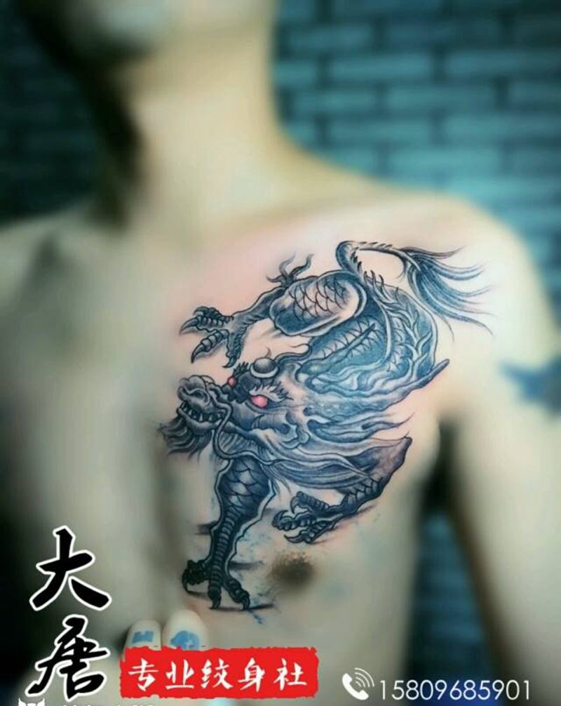 麒麟纹身图片_银川大唐纹身图案