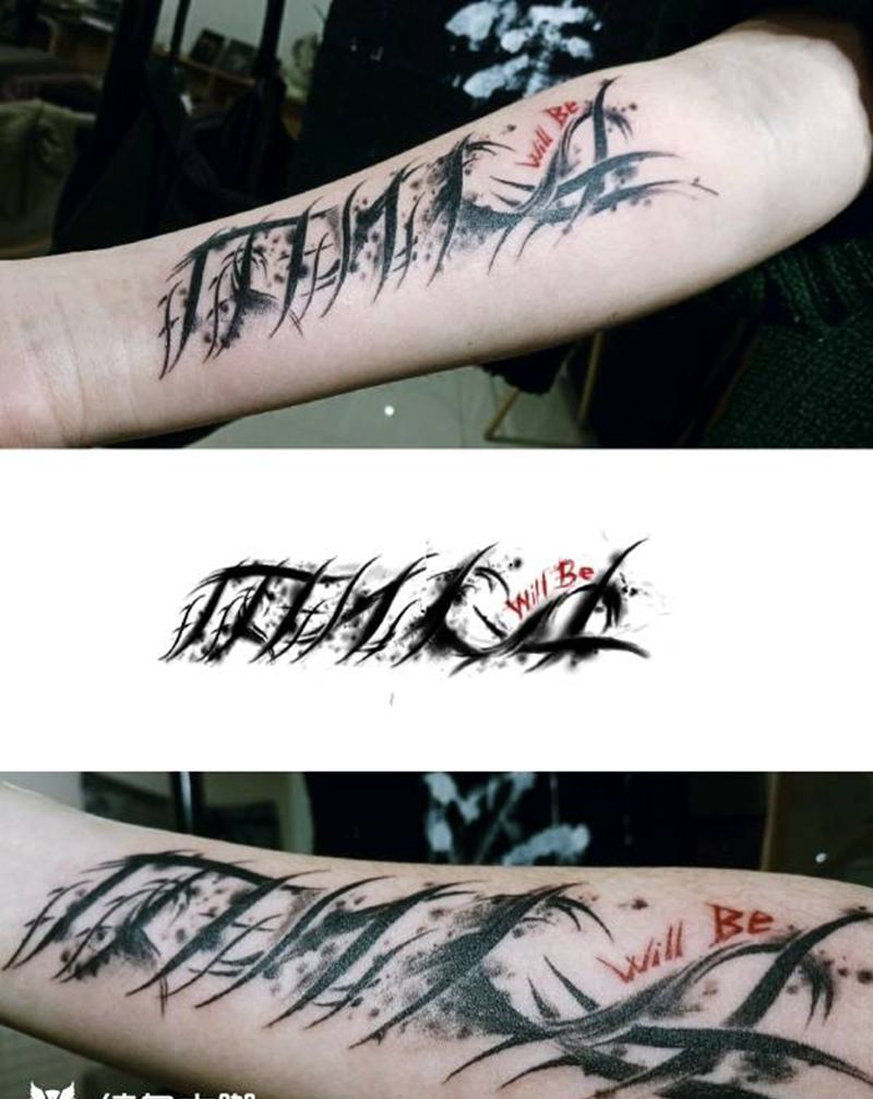 暗黑花体纹身图片