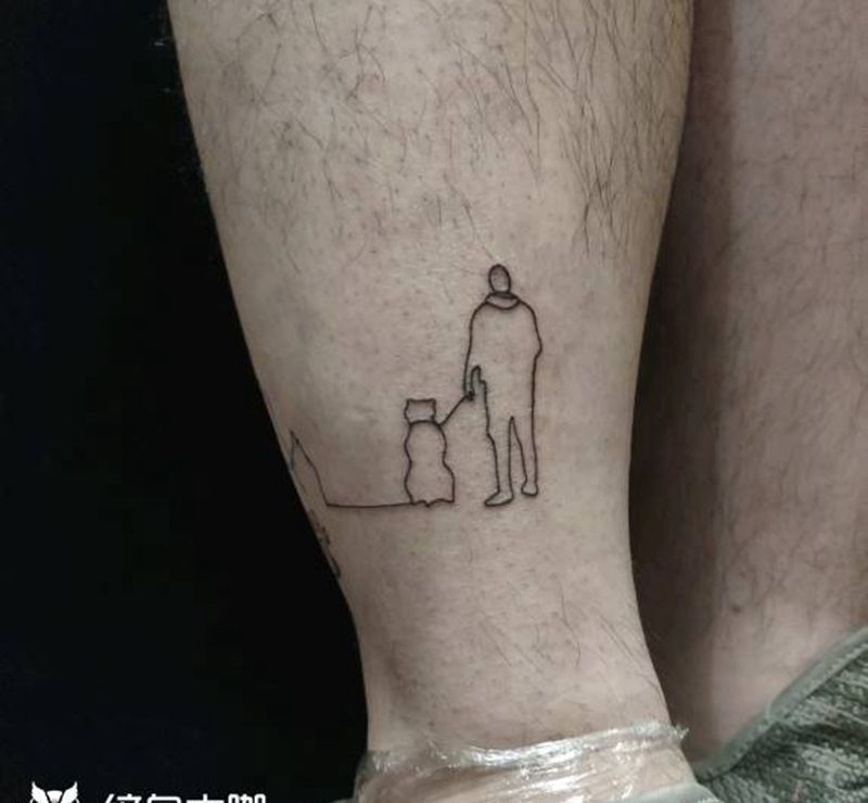 简笔纹身图片_腿部纹身图案