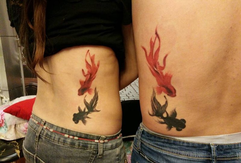 情侣鱼纹身图片