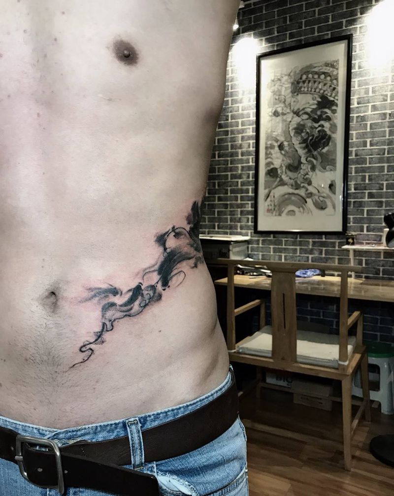 水墨覆盖纹身图片