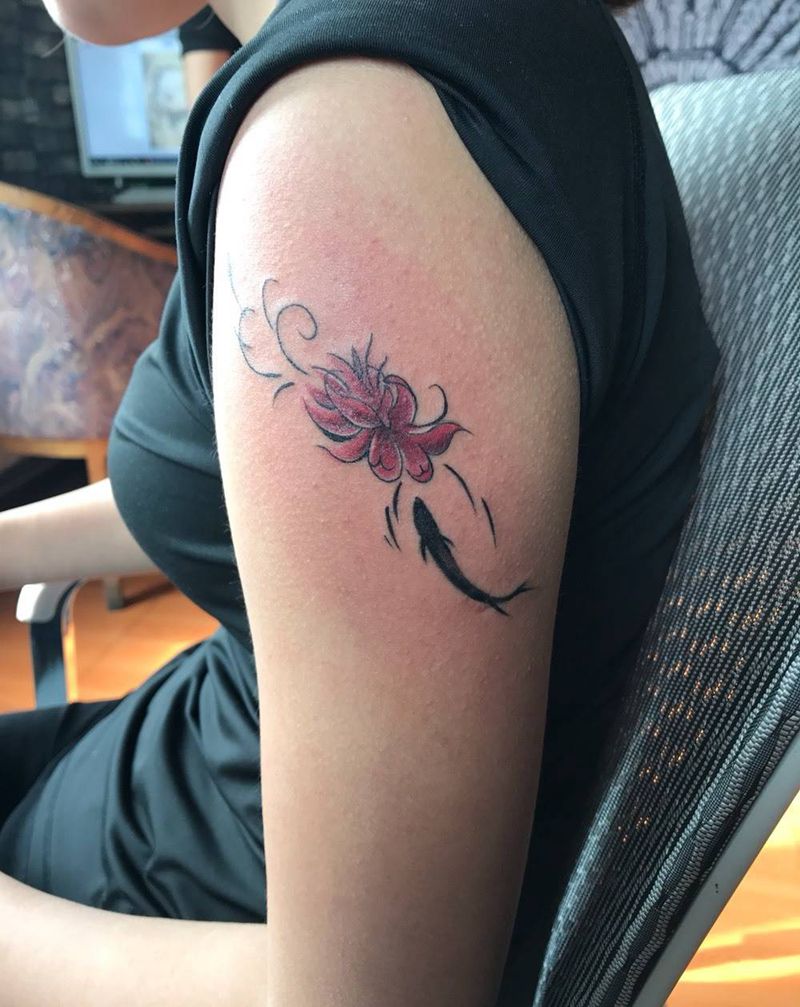 莲花鱼纹身图片