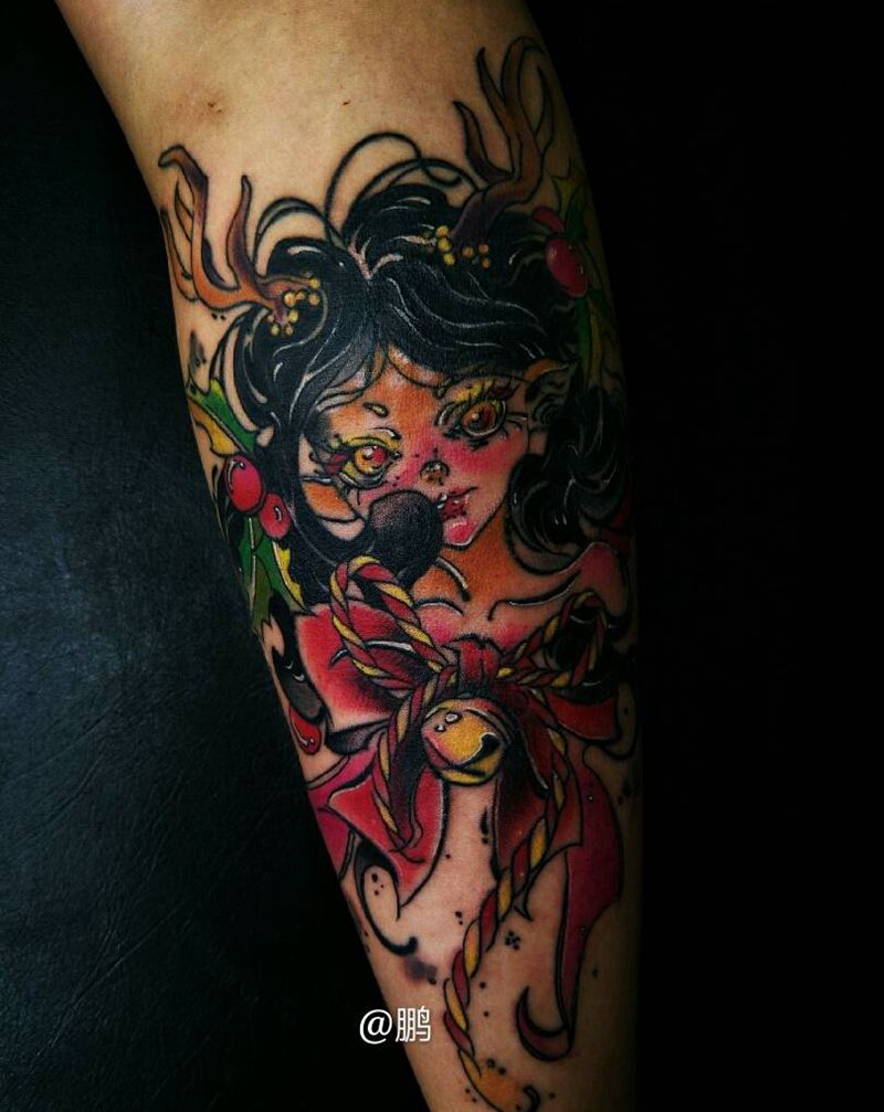 小龙女纹身图片_腿部纹身图案