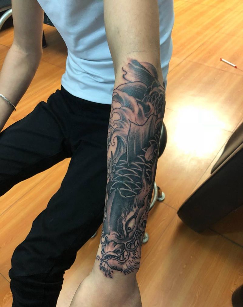 鳌鱼遮盖纹身图片