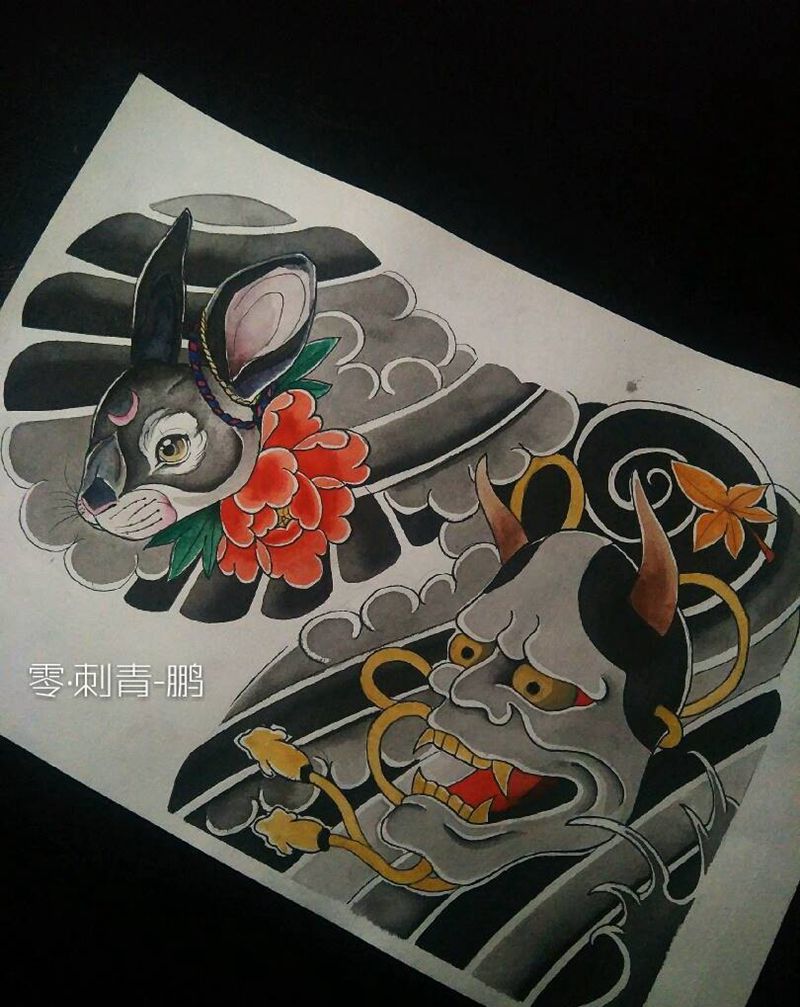 日式半胛纹身图片_手臂胸部老传统纹身图案