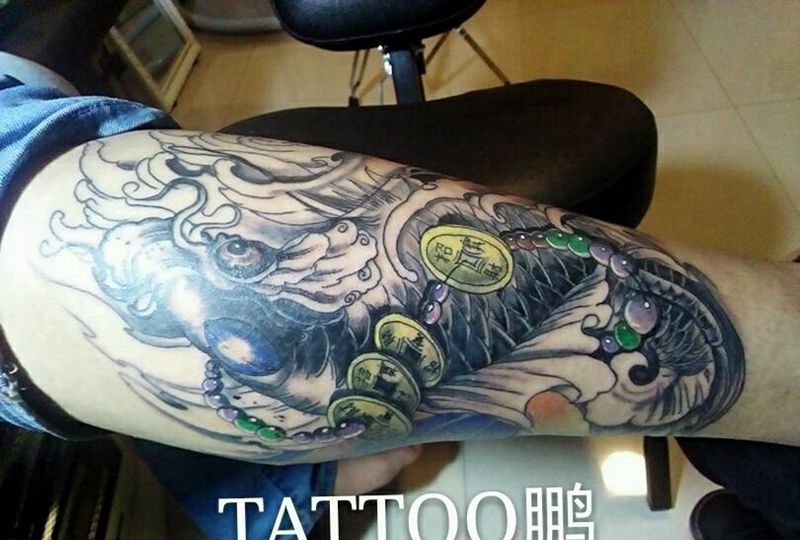 招财鲤鱼纹身图片