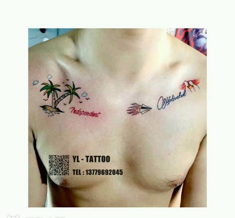 沙滩，夕阳纹身图片