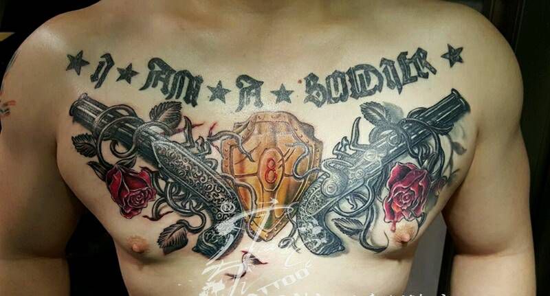 枪花纹身纹身图片