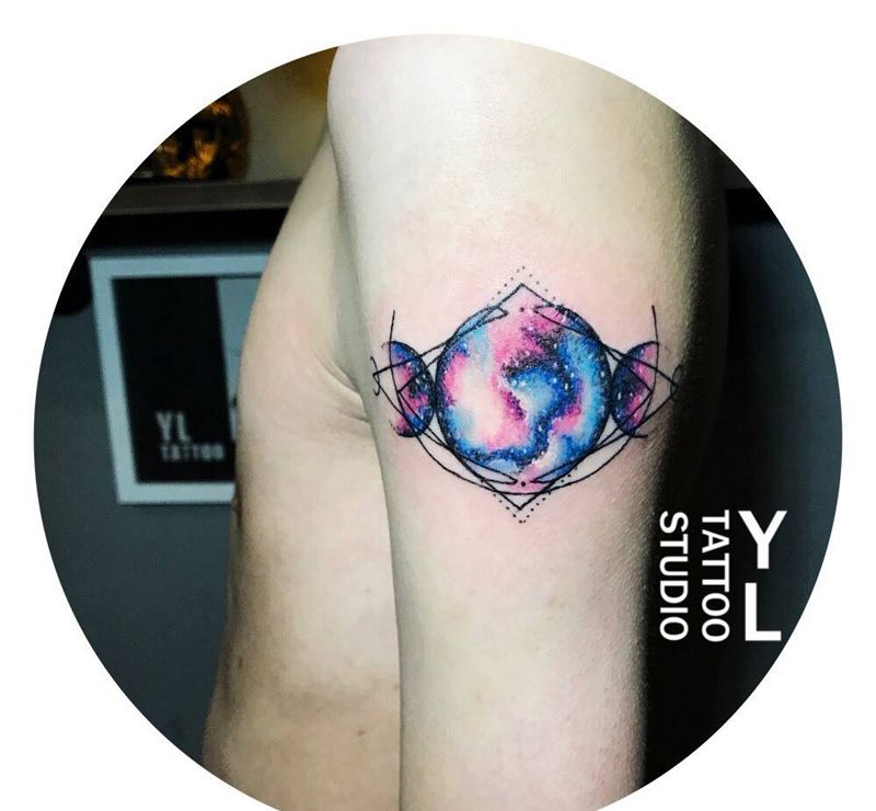 星空纹身图片_成品欧美清新几何纹身图案