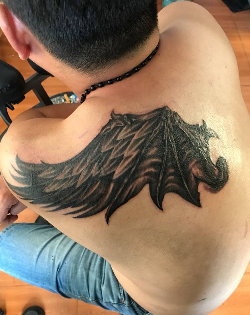 遮盖翅膀纹身图片