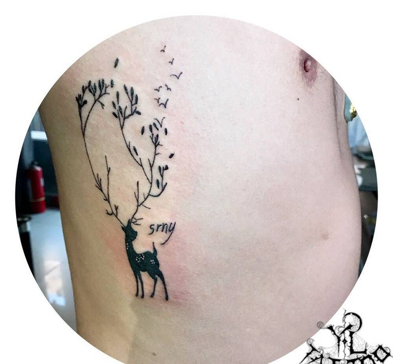 情侣（鹿）纹身图片_动物清新成品纹身图案