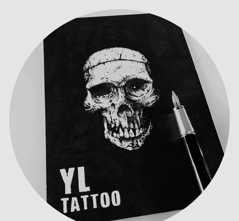 骷髅纹身图片_插画手稿原创写实鬼神纹身图案